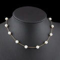 Elegant Round Pearl Gold Choker Stainless Steel Necklace Chain For Women