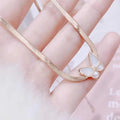 Women's Butterfly Rose Gold Choker Necklace: Stainless Steel Snake Chain