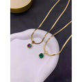 Enchanting Multi-Color Cushion Cut Crystal Snake 18K Gold Necklace Chain for Women