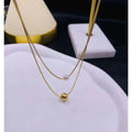 Pearl Dual Layer Necklace Chain with 18K Gold Plated Stainless Steel for Women