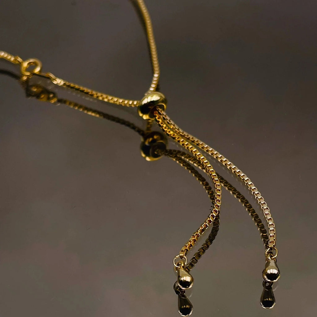 Elegant Cubic Zirconia Adjustable Slider Necklace in 18K Gold for Women