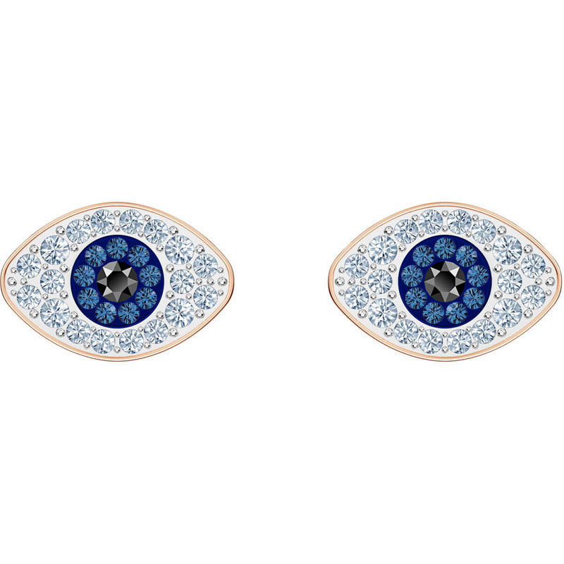 Cubic Zirconia Blue Turkish Evil Eyes Stud Earrings