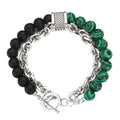 Vintage Style High-End Natural Green Eye Beaded Stone Chain Bracelet – Men’s Fashion Accessory