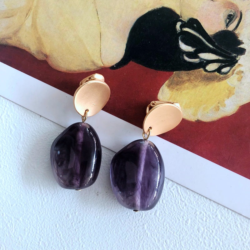 Smoky topaz Purple Dangle Gemstone Gold Plated Earrings