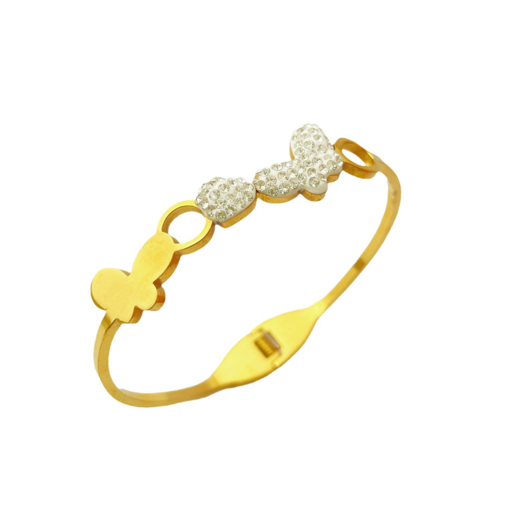 Creative stainless steel Gold Plated diamond butterfly bangle bracelets for Women