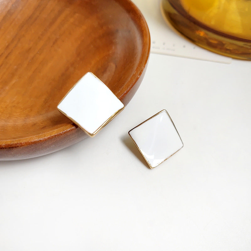 Fashion White Square Shape Studs Earrings for Women