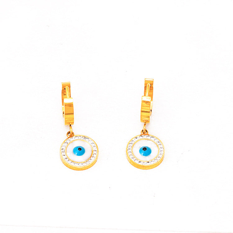 Fashion Evil eye Gold  Plated Stainless Steel stud Earrings for Women