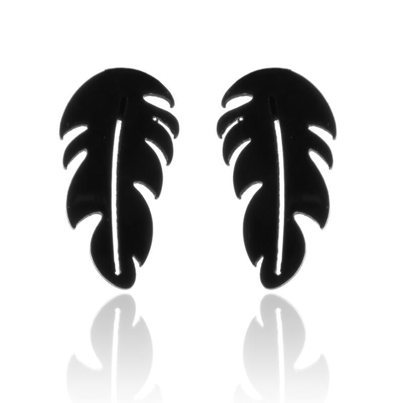 Modern Feather stud stainless steel Earrings for Women