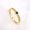 Roman numerals Black Round Disc Gold Plated Stainless Steel Bracelet Bangle for Women