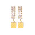 Beautiful Stainless Steel Cubic Stone Gold Plated Earrings for Women