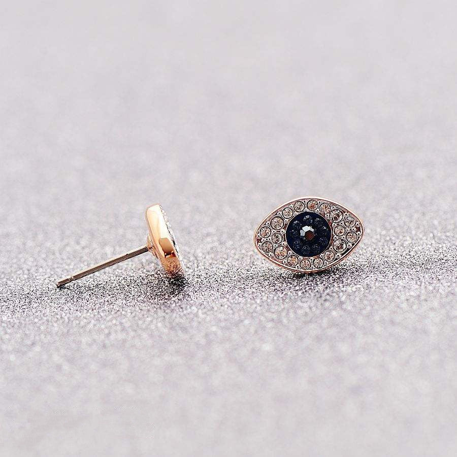 Cubic Zirconia Blue Turkish Evil Eyes Stud Earrings