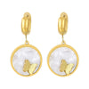 18K Gold Plated Stainless Steel White Shell with Butterfly Hoop Earrings
