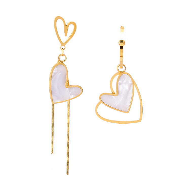 Korean Style Geometric Heart Romantic Dangle Gold plated Stainless Steel Earrings