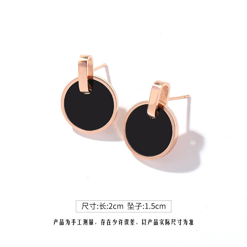 New Fashion Black Shell 18K Gold Plated Earrings for Women