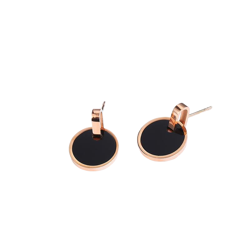 New Fashion Black Shell 18K Gold Plated Earrings for Women