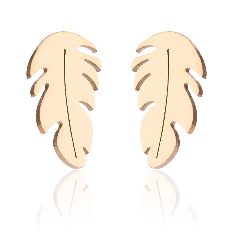 Modern Feather stud stainless steel Earrings for Women