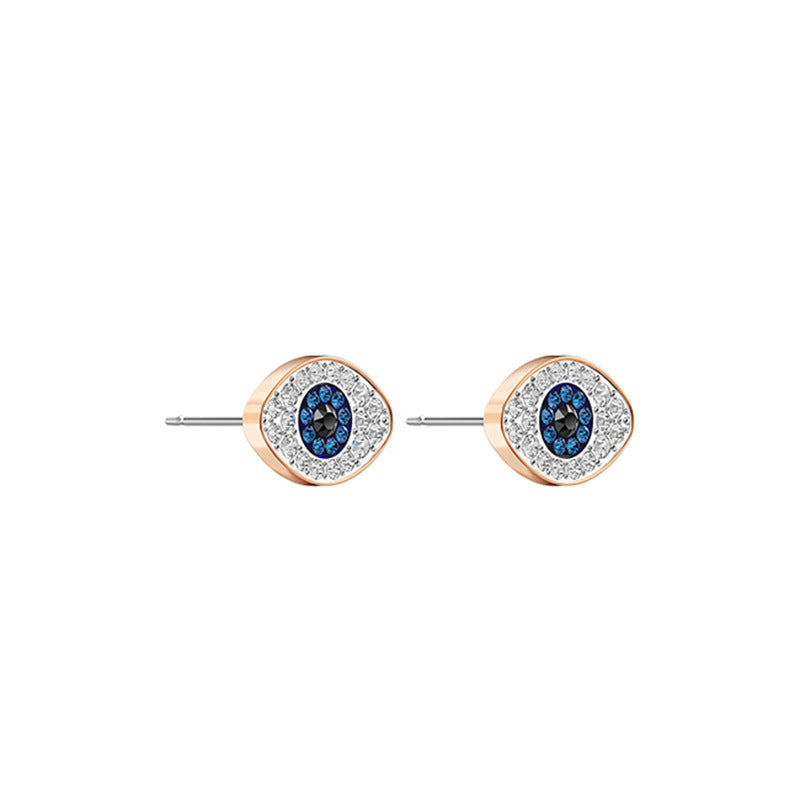 Cubic Zirconia Blue Turkish Evil Eyes Stud Earrings