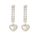 Fancy Gold plated long tassel with White Pearl small Heart design pendant Earrings