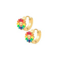 Sterling 18K Gold Plated Rainbow Color Smiley flower Shape Earrings for Women