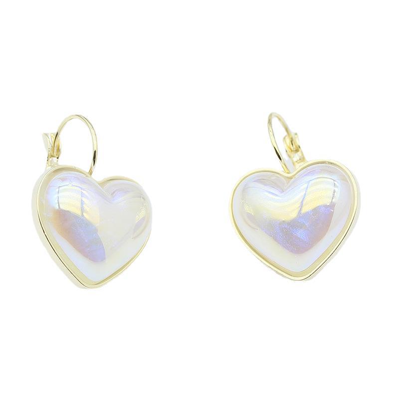 New Korean Cute Heart Shaped Pearl Hypoallergenic Earrings