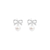 Elegant bow knot pearl Stainless Steel earrings for Women