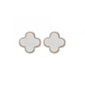 Luxury & Stylish Double Clover White Enamel Earrings
