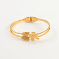 Butterfly Clover-leaves Gold Plated Stainless Steel Handcuff for Women