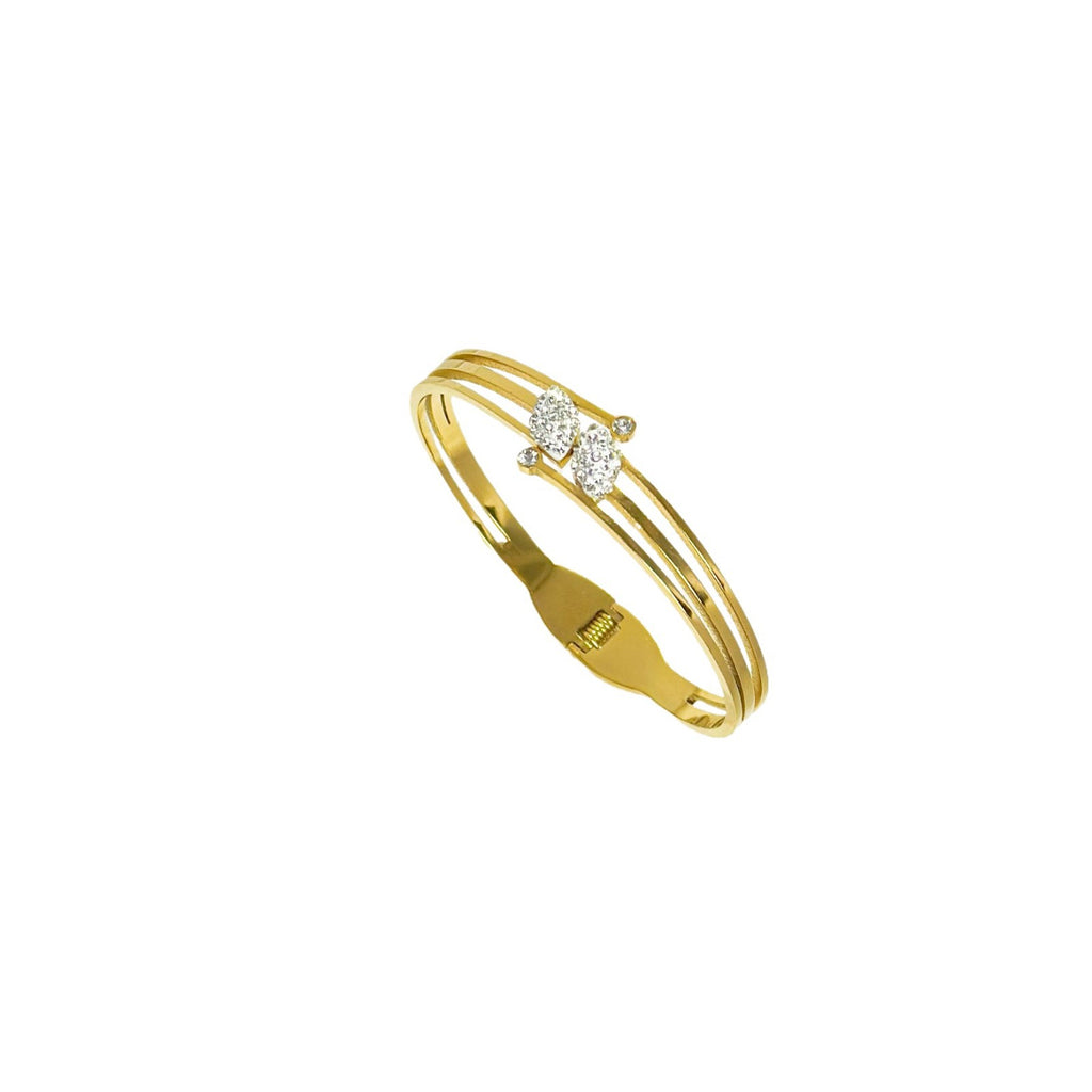 Modern Stylish Stainless Steel Gold plated zircon inlaid charms Bangle bracelet for Women