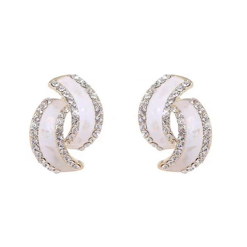 Twisted Rhinestone Shiny Exquisite Simple Design Stud Earrings for Women