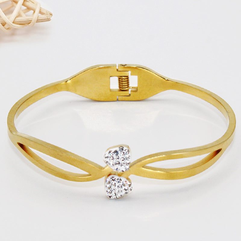 Fashion 18k Gold plated Stainless Steel Bangle Bracelet for Women