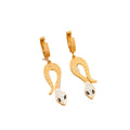 Tarnish Free Snake Dangle 18K Gold Plated Stainless Steel Hoop Earrings