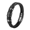 Men’s Vintage Braided Leather Bracelet – Classic Woven Rope Wrap Wristband with Magnetic Buckle – Punk Style Jewelry for Men