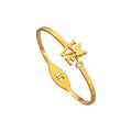 Fashion Zircon LOVE Butterfly Shaped Gold Plated Stainless Steel Bracelet Bangles for Women