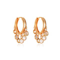 Cute tassel small drops rhinestone Rose gold hoop earrings
