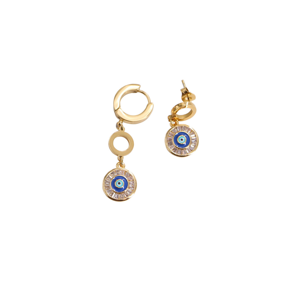 Blue Demon Eyes Pendant Gold Plated Stainless steel Earrings