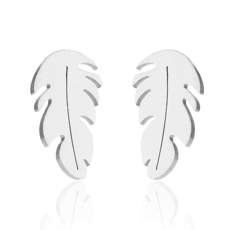 Modern Feather stud stainless steel Earrings for Women