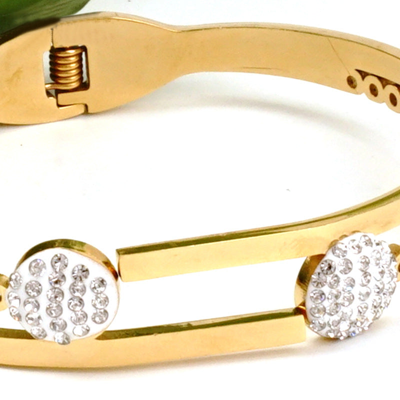 Fashionable high polished stainless steel gold-plated diamond bracelet bangle for Women