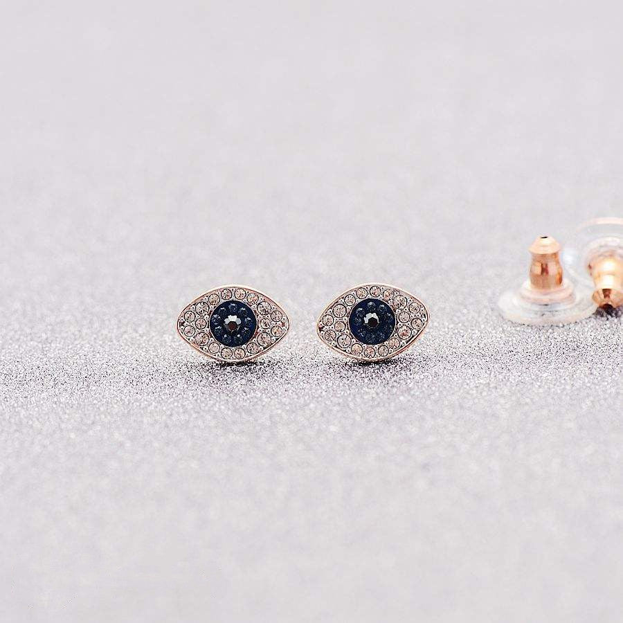 Cubic Zirconia Blue Turkish Evil Eyes Stud Earrings