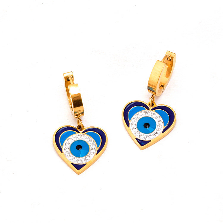 High quality gold plated stainless steel heart earrings for women