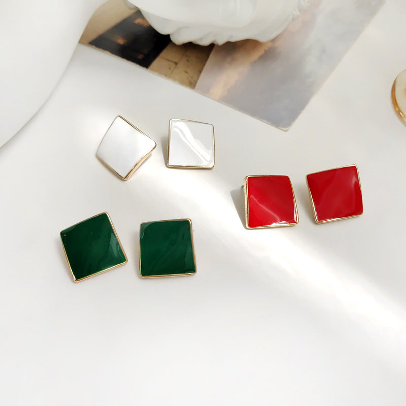 Fashion White Square Shape Studs Earrings for Women