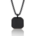 Caicai Square Gemstone Pendant Stainless Steel Necklace for Men