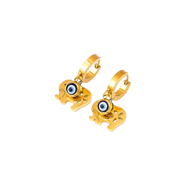 Fashion Women Stylish Evil Eye Dangle Elephant Earrings