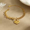 Gold-Plated Anti Tarnish Heart Themed Charm Bracelet