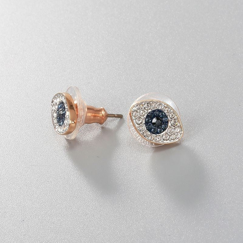 Cubic Zirconia Blue Turkish Evil Eyes Stud Earrings