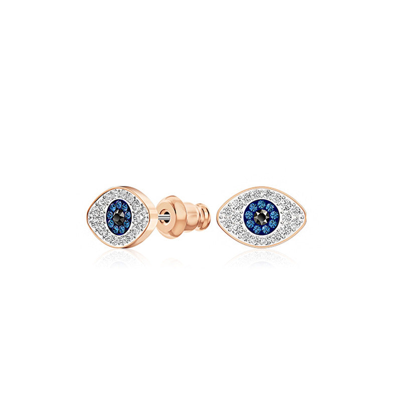 Cubic Zirconia Blue Turkish Evil Eyes Stud Earrings