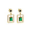 316L Stainless Steel Geometric Square Green Zircon Drop Earrings For Women