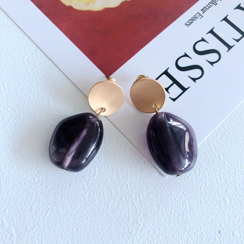 Smoky topaz Purple Dangle Gemstone Gold Plated Earrings