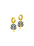Cute Four Clove Blue Eye Drop Dangling Hoops Earrings
