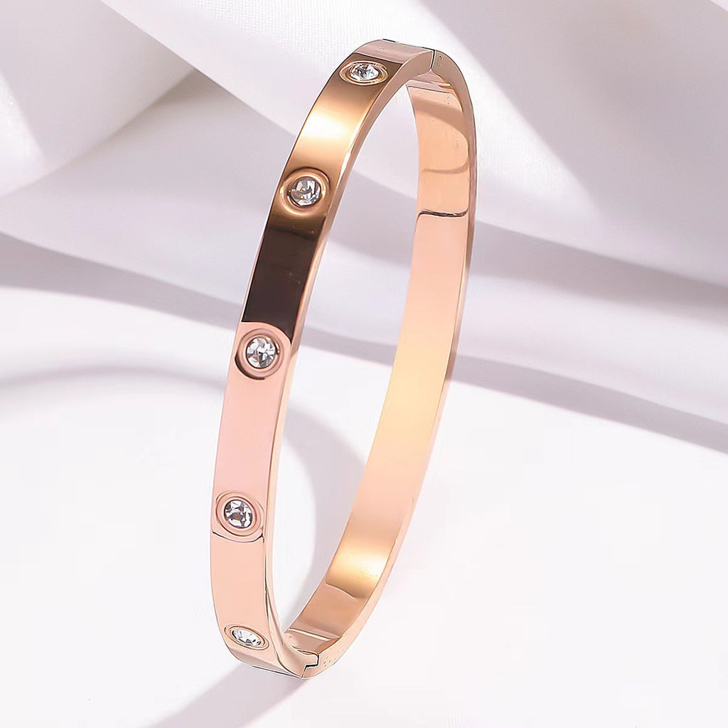 6mm Crystal Bracelet for Women – High-Quality Stainless Steel Rhinestone Bangle – Classic Style Bracelet