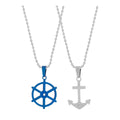 Anchor Rhodium Blue Silver Stainless Steel Combo Couple Pendant Chain, a symbol of strength and unity for couples who are ready to set sail on their journey together